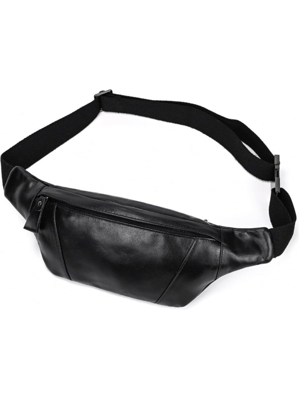 Vintage Genuine Leather Slim Fanny Pack for Travel, 4 Zipper Pockets, Adjustable
